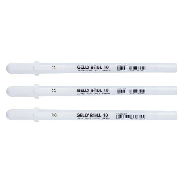 Ручка гелевая Gelly Roll белая (толщина линии 0.5 мм, 3 штуки в наборе)