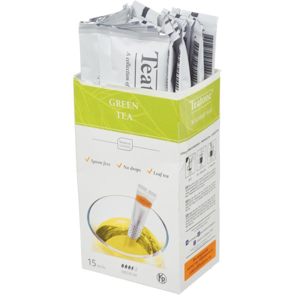 Чай Teatone зеленый 15 стиков