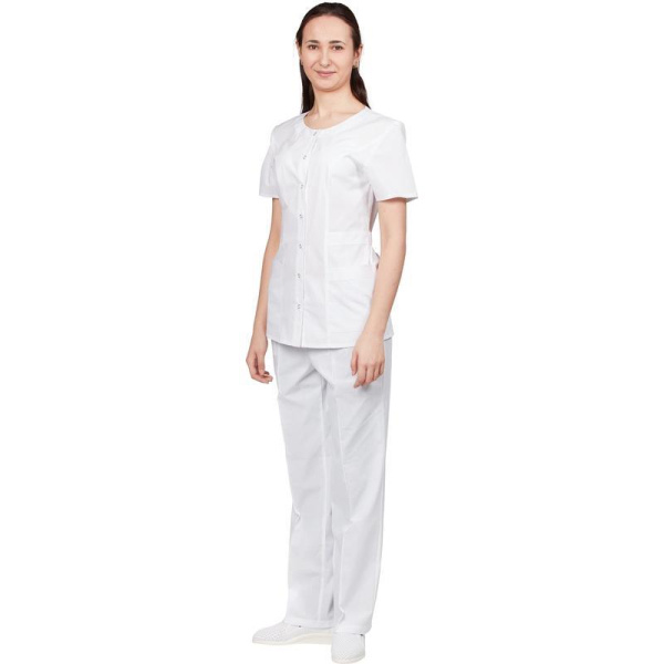 Блуза медицинская женская м16-БЛ короткий рукав белая (размер 60-62, рост 158-164)