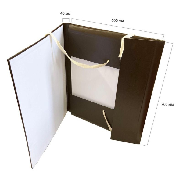 Папка архивная на 4-х завязках Эврика 40 мм (600х700 мм) картон/бумвинил  до 400 листов