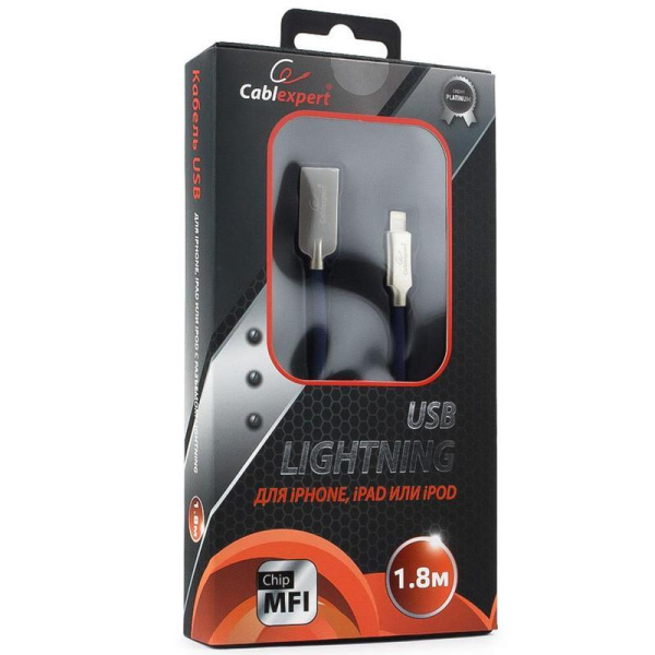 Кабель Cablexpert USB 2.0 - Lightning MFI М/М 1.8 метра CC-P-APUSB02Bl-1.8M