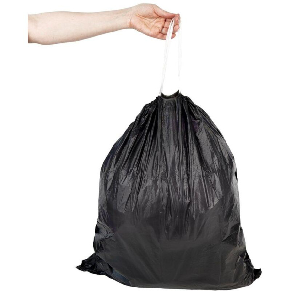 Мешки для мусора на 60 л черные (ПВД, 25 мкм, в рулоне 20 штук, 60х70  см)