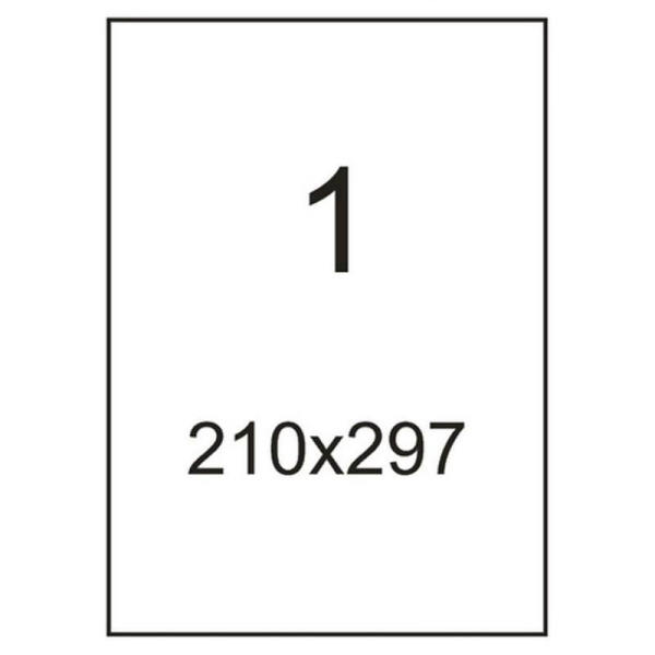 Этикетки самоклеящиеся Promega label А4 210х297 мм 1 штука на листе  белые полуглянец (25 листов в упаковке)