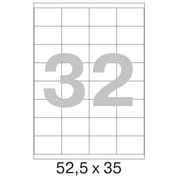 Этикетки самоклеящиеся ProMega Label белые 52.5х35 мм (32 штуки на листе А4, 100 листов в упаковке)