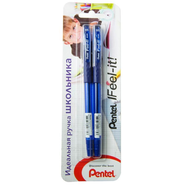 Ручка шариковая синяя Pentel Feel it! (толщина линии 0.2 мм)