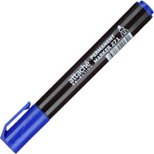 Маркер перманентный Attache Selection 271 синий (толщина линии 2-5 мм)  скошенный наконечник