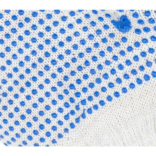 Перчатки рабочие защитные хлопок с ПВХ покрытием белые (точка, 6 нитей,  10 класс, размер 8-9 (M), 10 пар в упаковке)