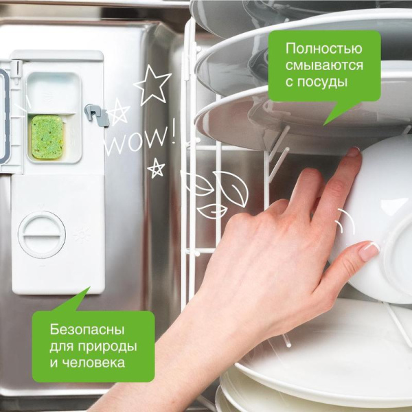 Таблетки для посудомоечных машин Synergetic (55 штук в упаковке)