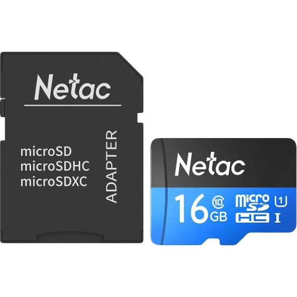 Карта памяти 16 ГБ microSDHC Netac P500 Standard UHS-I U1  (NT02P500STN-016G-R)