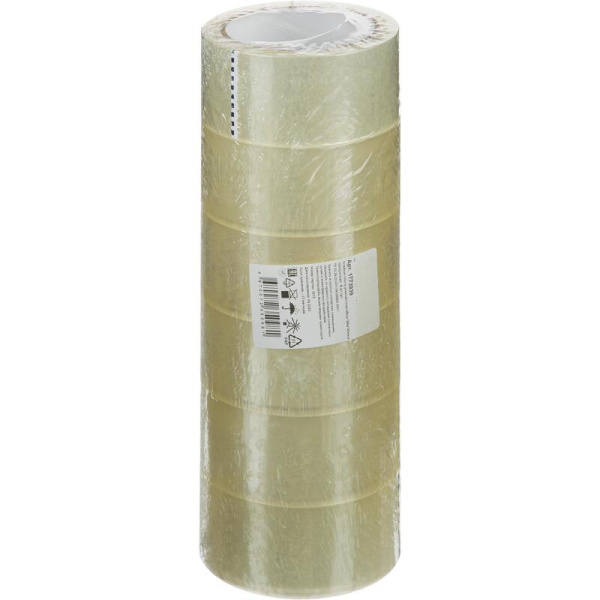 Клейкая лента упаковочная 48 мм х 66 м 40 мкм прозрачная (6 штук в  упаковке)