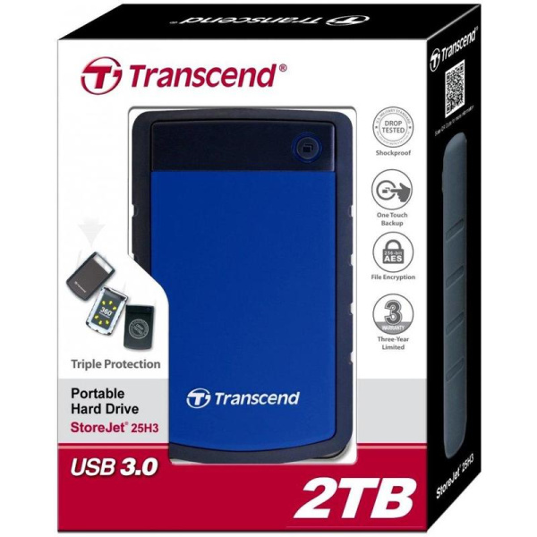 Внешний жесткий диск Transcend StoreJet 25H3 2 Tb (TS2TSJ25H3B)