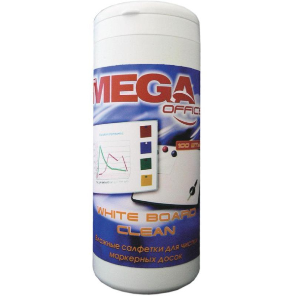 Салфетки для чистки белых маркерных досок Mega Office White Board Clean (100 штук, вискоза)