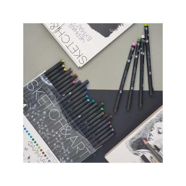 Набор линеров для скетчинга Bruno Visconti Sketch&Art black  edition 24 цвета  (толщина линии 0.36 мм)