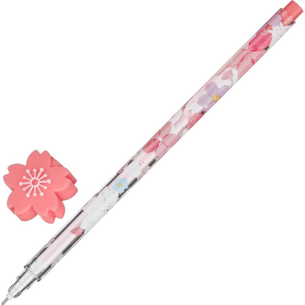 Ручка гелевая неавтоматическая M&G Sakura Time синяя (толщина  линии 0.35 мм)
