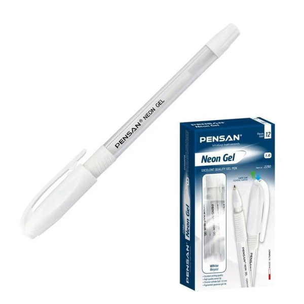 Ручка гелевая неавтоматичекая Pensan Neon White белая (толщина линии 0.7  мм)