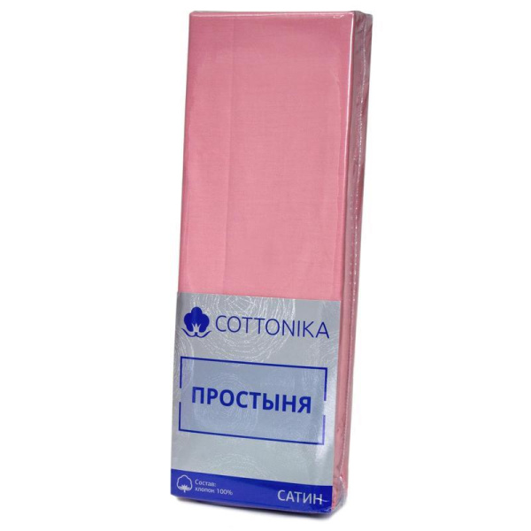 Простыня Cottonika 4 Your life 150х215 см сатин 120 г/кв.м розовая