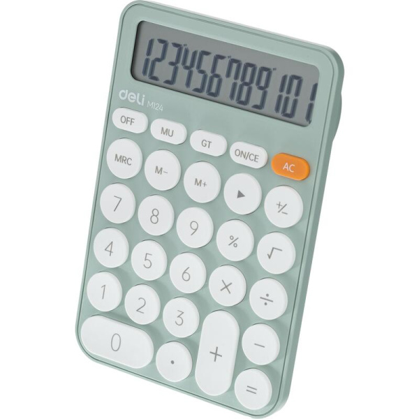Калькулятор настольный Deli EM124 12 разрядный зеленый 158x105x28 мм