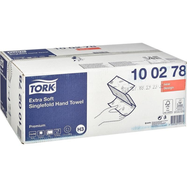 Полотенца бумажные листовые Tork Premium H3 100278 ZZ-сложения 2-слойные 15 пачек по 200 листов