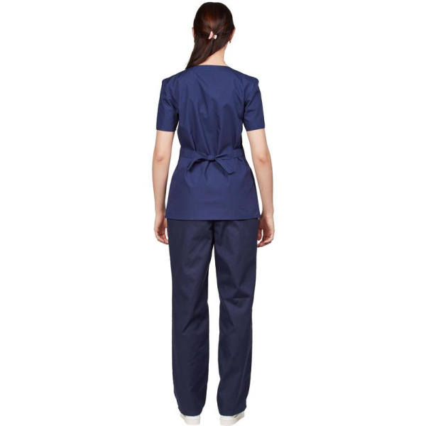 Блуза медицинская женская м16-БЛ с коротким рукавом синяя (размер 48-50,  рост 170-176)