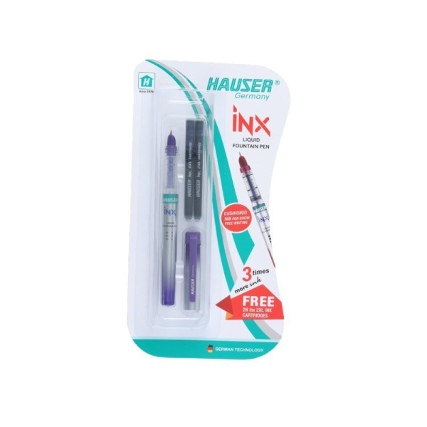 Ручка перьевая Hauser INX чернил синий цвет корпуса фиолетовый  (два  картриджа в упаковке)