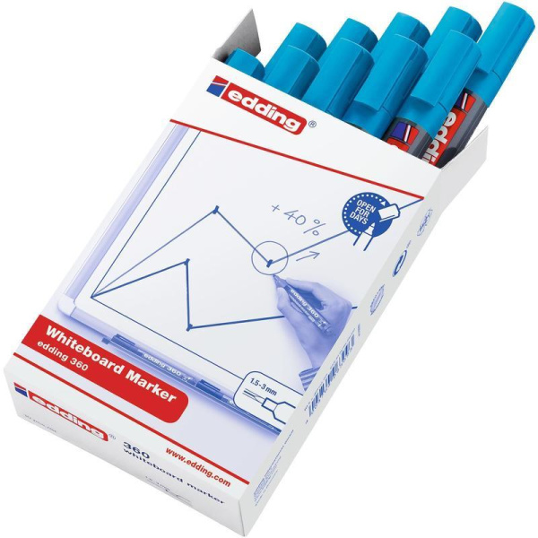 Маркер для досок Edding 360/10 голубой (толщина линии 1,5-3 мм)