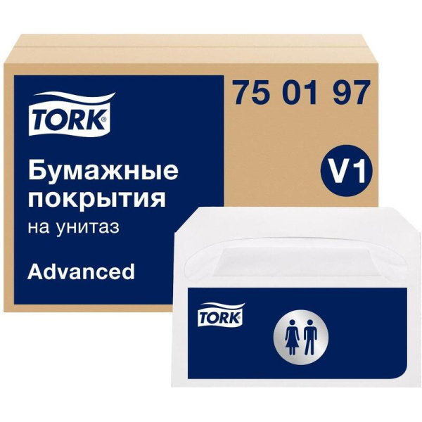 Одноразовые покрытия на унитаз Tork V1 750197 (250 штук в упаковке)