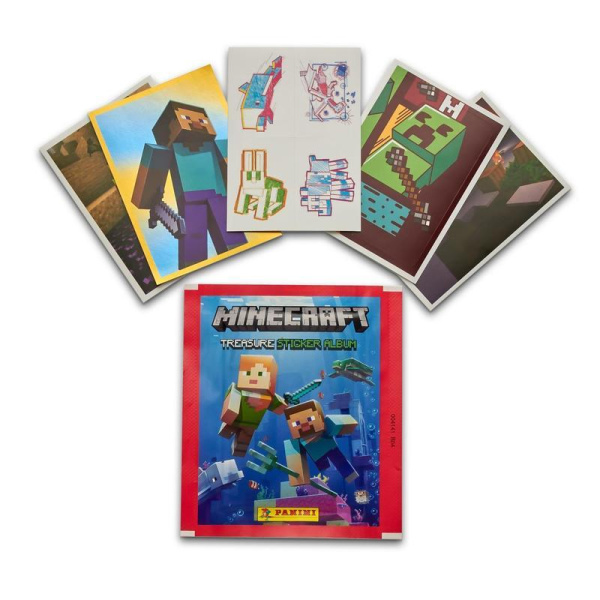 Наклейки детские коллекционные Panini Minecraft сезон 2021-22 (5 штук в  пакетике)