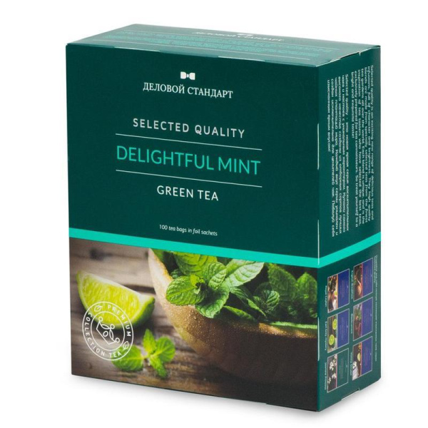 Чай Деловой Стандарт Delightful Mint зеленый 100 пакетиков
