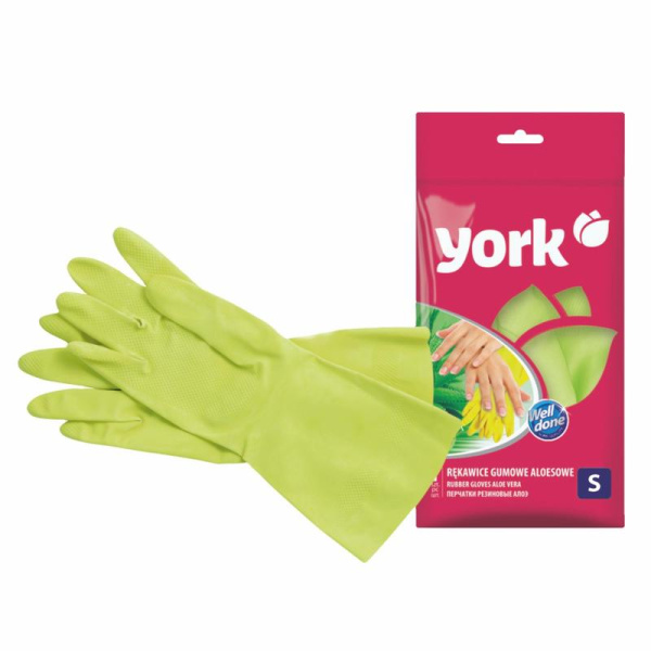Перчатки резиновые латексные York Алоэ ароматизированные зеленые (размер  7, S, 092160)