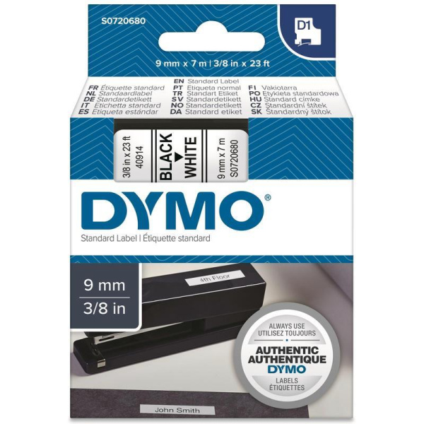 Картридж для принтера этикеток DYMO S0720680 D1 (9 мм x 7 м, цвет ленты белый, шрифт черный)