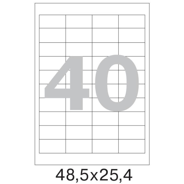 Этикетки самоклеящиеся ProMega Label белые 48.5х25.4 мм (40 штук на листе А4, 25 листов в упаковке)