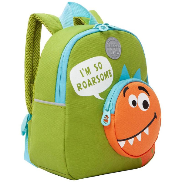 Рюкзак дошкольный Grizzly салатовый/оранжевый (RK-280-3)