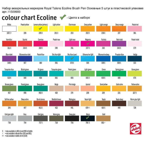Набор акварельных маркеров Ecoline 5 цветов