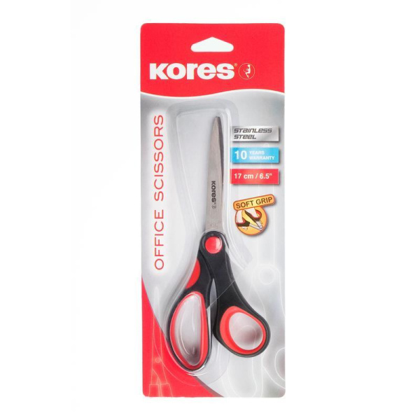 Ножницы Kores Softgrip (170 мм, с пластиковыми прорезиненными анатомическими ручками)