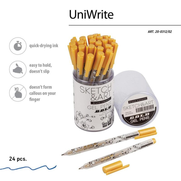 Ручка гелевая Sketch&Art UniWrite.Gold золотая (толщина линии 0.8  мм) (20-0312/02)