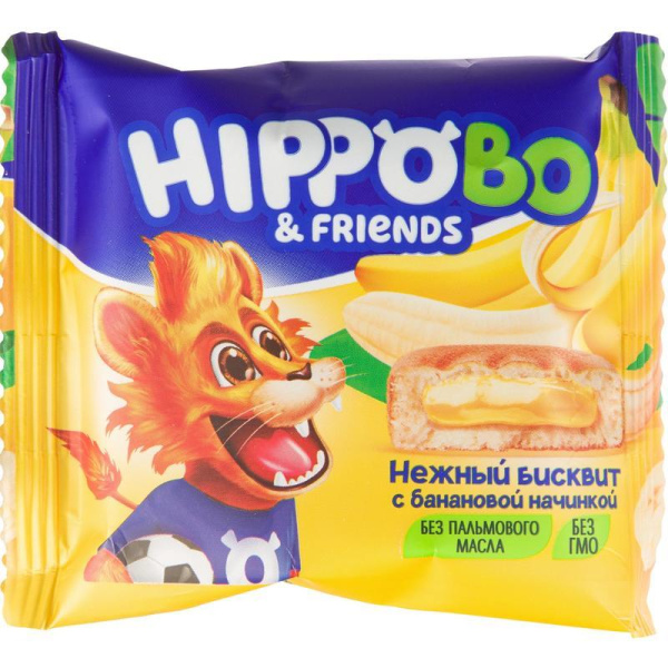 Пирожное Hippobo с банановой начинкой 32 г (12 штук в упаковке)
