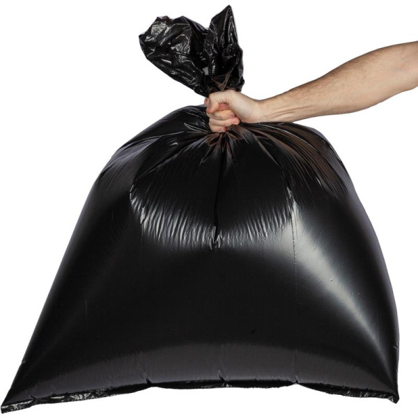 Мешки для мусора на 180 л Ромашка черные (ПВД, 27 мкм, в рулоне 10 штук,  90х110 см)