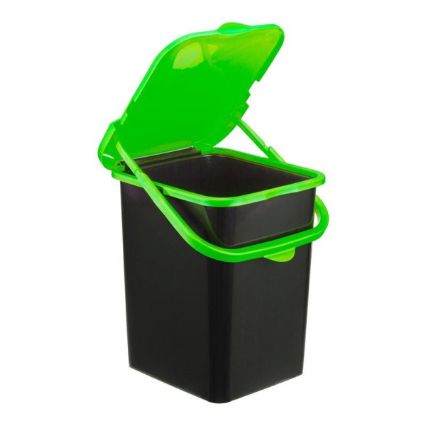 Контейнер для мусора Пуро 18 л пластик черный/зеленый (29.5x34.5x35 см)