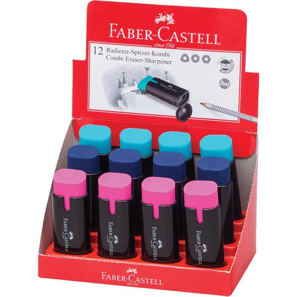 Точилка Faber-Castell Combi с ластиком и контейнером в ассортименте