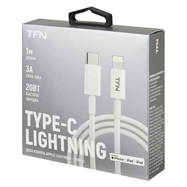 Кабель TFN USB Type-C - Lightning 1 метр (TFN-CMFLIGC1MTPWH)