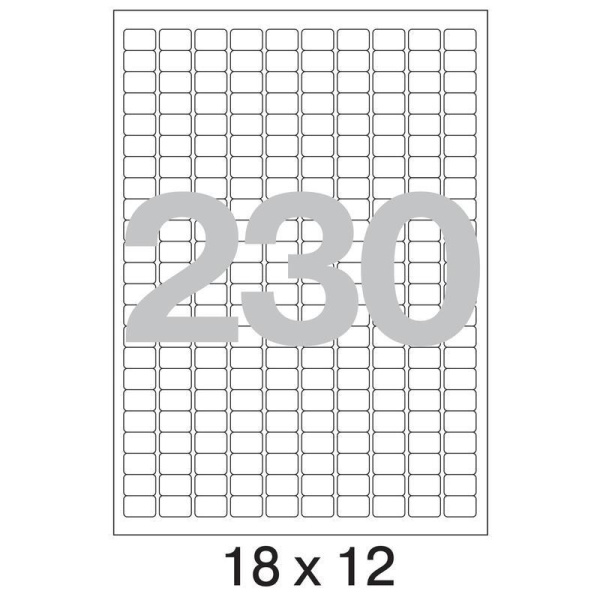 Этикетки самоклеящиеся ProMega Label белые 18х12 мм (230 штук на листе А4, 25 листов в упаковке)