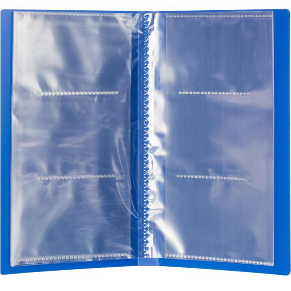 Визитница Attache Economy на 120 визиток пластиковая синяя (5 штук в  упаковке)
