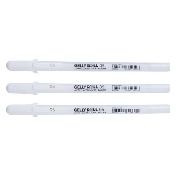 Ручка гелевая Gelly Roll белая (толщина линии 0.3 мм, 3 штуки в наборе)