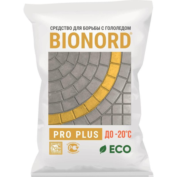 Реагент противогололедный Bionord Pro Plus соль+абразив до -20 С мешок 23 кг