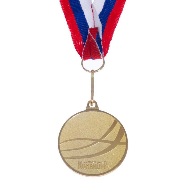 Медаль 1 место Золото металлическая с лентой Триколор 3885911 (диаметр 4  см)