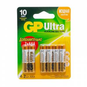 Батарейки GP Ultra мизинчиковые AAA LR03 (6 штук в упаковке)