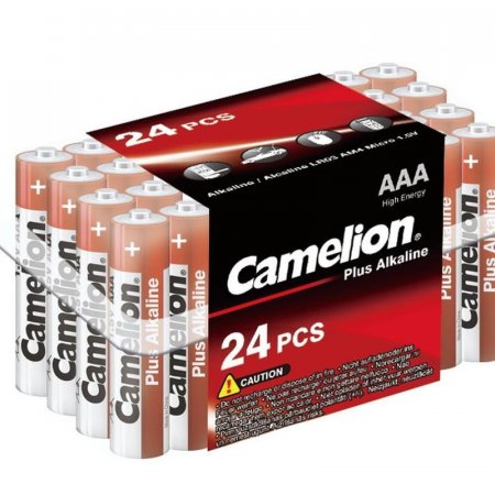 Батарейки Camelion Plus Alkaline мизинчиковые AAA LR03 (24 штуки в  упаковке)