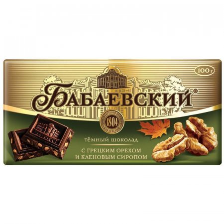 Шоколад Бабаевский темный с грецким орехом и кленовым сиропом 100 г