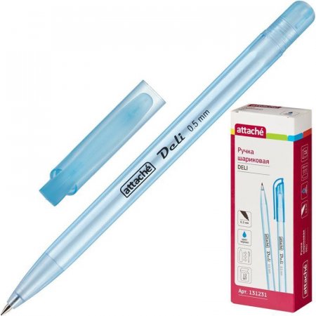 Ручка шариковая Attache Deli синяя (толщина линии 0.5 мм)