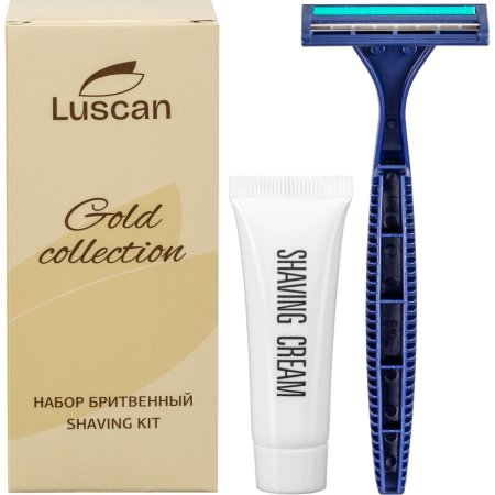 Набор бритвенный Luscan Gold Collection коробка (крем для бритья - 1 шт,  станок - 1 шт, 200 штук в упаковке)